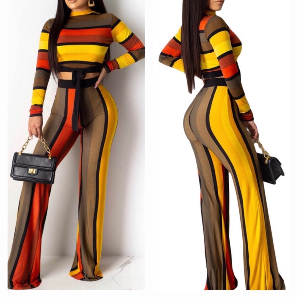 Fall Stripes 2 piece set with matching head band
